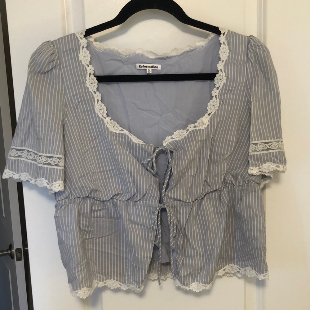 Reformation Blue Striped Women's Top